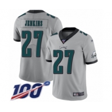 Men's Philadelphia Eagles #27 Malcolm Jenkins Limited Silver Inverted Legend 100th Season Football Jersey