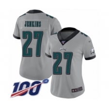 Women's Philadelphia Eagles #27 Malcolm Jenkins Limited Silver Inverted Legend 100th Season Football Jersey