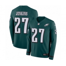 Youth Nike Philadelphia Eagles #27 Malcolm Jenkins Limited Green Therma Long Sleeve NFL Jersey
