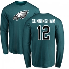 Nike Philadelphia Eagles #12 Randall Cunningham Green Name & Number Logo Long Sleeve T-Shirt