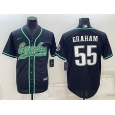 Men's Philadelphia Eagles #55 Brandon Graham Black With Cool Base Stitched Baseball Jersey