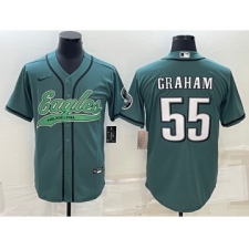 Men's Philadelphia Eagles #55 Brandon Graham Green With Cool Base Stitched Baseball Jersey
