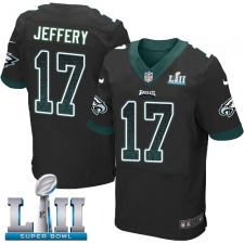 Men's Nike Philadelphia Eagles #17 Alshon Jeffery Elite Black Alternate Drift Fashion Super Bowl LII NFL Jersey