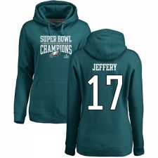 Women's Nike Philadelphia Eagles #17 Alshon Jeffery Green Super Bowl LII Champions Pullover Hoodie