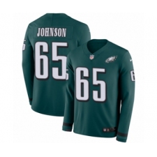 Men's Nike Philadelphia Eagles #65 Lane Johnson Limited Green Therma Long Sleeve NFL Jersey