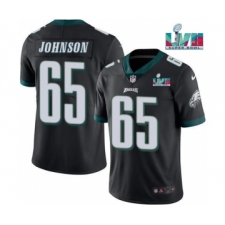 Men's Philadelphia Eagles #65 Lane Johnson Black Super Bowl LVII Patch Vapor Untouchable Limited Stitched Jersey