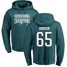 Nike Philadelphia Eagles #65 Lane Johnson Green Super Bowl LII Champions Pullover Hoodie