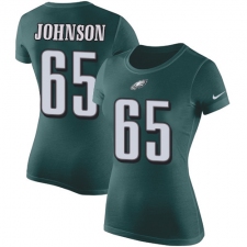 Women's Nike Philadelphia Eagles #65 Lane Johnson Green Rush Pride Name & Number T-Shirt