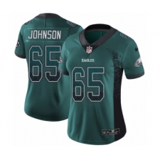 Women's Nike Philadelphia Eagles #65 Lane Johnson Limited Green Rush Drift Fashion NFL Jersey
