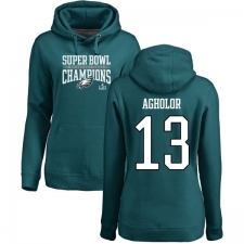 Women's Nike Philadelphia Eagles #13 Nelson Agholor Green Super Bowl LII Champions Pullover Hoodie