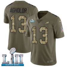 Youth Nike Philadelphia Eagles #13 Nelson Agholor Limited Olive/Camo 2017 Salute to Service Super Bowl LII NFL Jersey