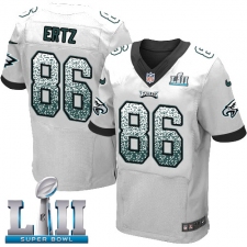 Men's Nike Philadelphia Eagles #86 Zach Ertz Elite White Road Drift Fashion Super Bowl LII NFL Jersey