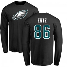 Nike Philadelphia Eagles #86 Zach Ertz Black Name & Number Logo Long Sleeve T-Shirt