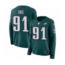 Women's Nike Philadelphia Eagles #91 Fletcher Cox Limited Green Therma Long Sleeve NFL Jersey