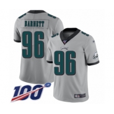 Men's Philadelphia Eagles #96 Derek Barnett Limited Silver Inverted Legend 100th Season Football Jersey