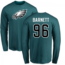 Nike Philadelphia Eagles #96 Derek Barnett Green Name & Number Logo Long Sleeve T-Shirt