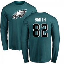 Nike Philadelphia Eagles #82 Torrey Smith Green Name & Number Logo Long Sleeve T-Shirt