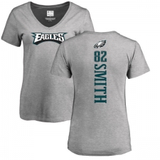 Women's Nike Philadelphia Eagles #82 Torrey Smith Ash Backer V-Neck T-Shirt