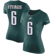 Women's Nike Philadelphia Eagles #6 Caleb Sturgis Green Rush Pride Name & Number T-Shirt