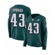 Women's Nike Philadelphia Eagles #43 Darren Sproles Limited Green Therma Long Sleeve NFL Jersey