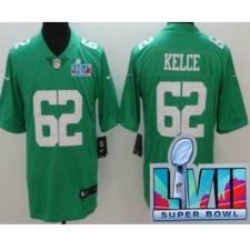 Men's Philadelphia Eagles #62 Jason Kelce Limited Green Rush Super Bowl LVII Vapor Jersey