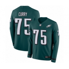 Men's Philadelphia Eagles #75 Vinny Curry Limited Green Therma Long Sleeve Football Jersey