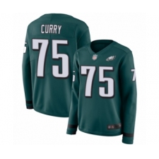Women's Philadelphia Eagles #75 Vinny Curry Limited Green Therma Long Sleeve Football Jersey