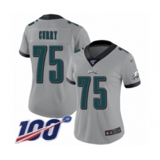 Women's Philadelphia Eagles #75 Vinny Curry Limited Silver Inverted Legend 100th Season Football Jersey