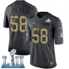Men's Nike Philadelphia Eagles #58 Jordan Hicks Limited Black 2016 Salute to Service Super Bowl LII NFL Jersey