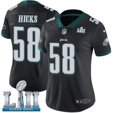 Women's Nike Philadelphia Eagles #58 Jordan Hicks Black Alternate Vapor Untouchable Limited Player Super Bowl LII NFL Jersey