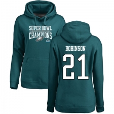 Women's Nike Philadelphia Eagles #21 Patrick Robinson Green Super Bowl LII Champions Pullover Hoodie