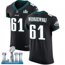 Men's Nike Philadelphia Eagles #61 Stefen Wisniewski Black Vapor Untouchable Elite Player Super Bowl LII NFL Jersey