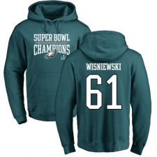 Nike Philadelphia Eagles #61 Stefen Wisniewski Green Super Bowl LII Champions Pullover Hoodie