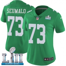 Women's Nike Philadelphia Eagles #73 Isaac Seumalo Limited Green Rush Vapor Untouchable Super Bowl LII NFL Jersey