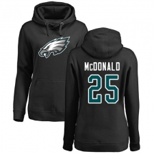 Women's Nike Philadelphia Eagles #25 Tommy McDonald Black Name & Number Logo Pullover Hoodie