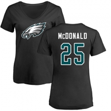 Women's Nike Philadelphia Eagles #25 Tommy McDonald Black Name & Number Logo Slim Fit T-Shirt