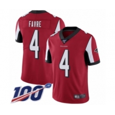 Men's Atlanta Falcons #4 Brett Favre Red Team Color Vapor Untouchable Limited Player 100th Season Football Jersey