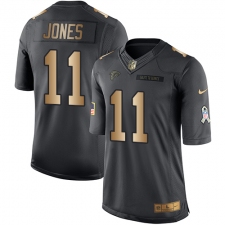 Men's Nike Atlanta Falcons #11 Julio Jones Limited Black/Gold Salute to Service NFL Jersey
