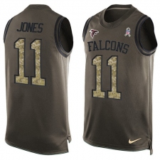 Men's Nike Atlanta Falcons #11 Julio Jones Limited Green Salute to Service Tank Top NFL Jersey