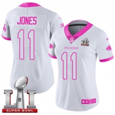 Women's Nike Atlanta Falcons #11 Julio Jones Limited White/Pink Rush Fashion Super Bowl LI 51 NFL Jersey