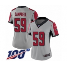 Women's Atlanta Falcons #59 De'Vondre Campbell Limited Silver Inverted Legend 100th Season Football Jersey