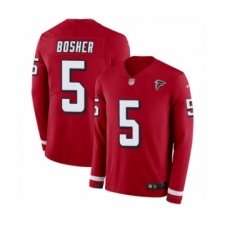 Men's Nike Atlanta Falcons #5 Matt Bosher Limited Red Therma Long Sleeve NFL Jersey