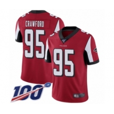 Men's Atlanta Falcons #95 Jack Crawford Red Team Color Vapor Untouchable Limited Player 100th Season Football Jersey