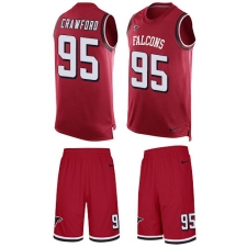 Men's Nike Atlanta Falcons #95 Jack Crawford Limited Red Tank Top Suit NFL Jersey