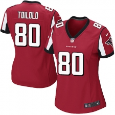 Women's Nike Atlanta Falcons #80 Levine Toilolo Game Red Team Color NFL Jersey