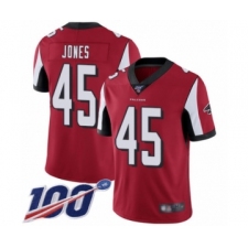 Men's Atlanta Falcons #45 Deion Jones Red Team Color Vapor Untouchable Limited Player 100th Season Football Jersey