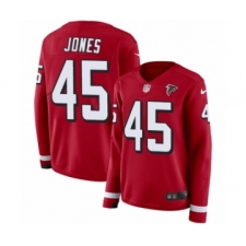 Women's Nike Atlanta Falcons #45 Deion Jones Limited Red Therma Long Sleeve NFL Jersey