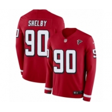 Men's Nike Atlanta Falcons #90 Derrick Shelby Limited Red Therma Long Sleeve NFL Jersey