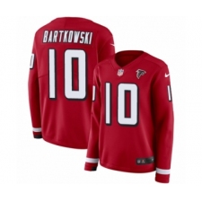 Women's Nike Atlanta Falcons #10 Steve Bartkowski Limited Red Therma Long Sleeve NFL Jersey