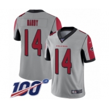Men's Atlanta Falcons #14 Justin Hardy Limited Silver Inverted Legend 100th Season Football Jersey